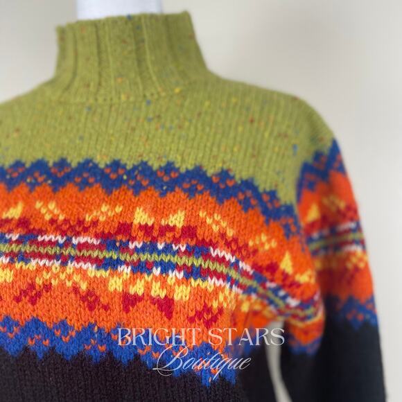 Rare Vintage Fair Isle Wool Sweater ASO Monica Gellar Friends Turtleneck - Picture 6 of 7